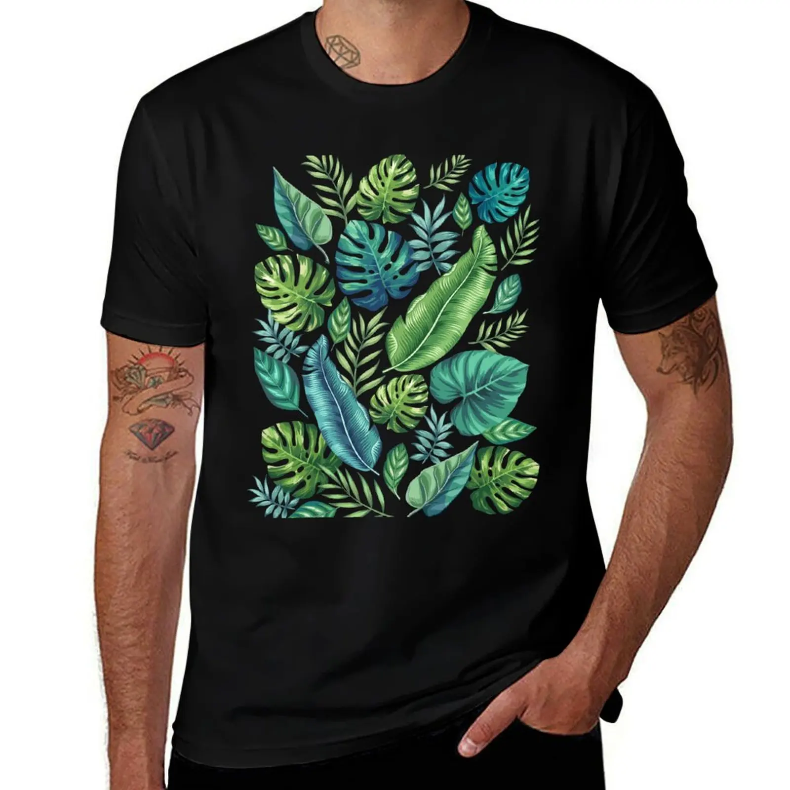 

Green & Teal Tropical Leaves T-Shirt t shirts for man graphic funny funny t shirts dark humor T-Shirt