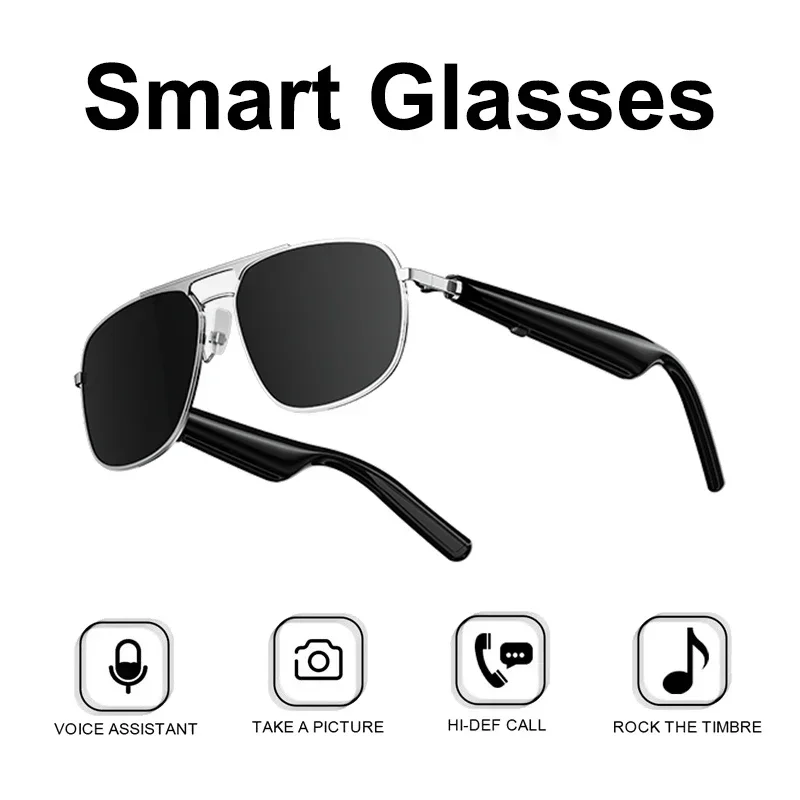 Lunettes de soleil intelligentes avec contrôle de la caméra, audio, HD, Bluetooth, appel, assistant vocal, écouter de la musique, sports intelligents, polarisées, nouveau