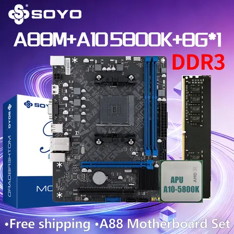 A88M Motherboard SOYO A10-5800K CPU RAN 8GComputer components Game Motherboard DDR3 SATA3 AMD FM2+/FM2 PCIE 3.0*16 HDMI VGA USB