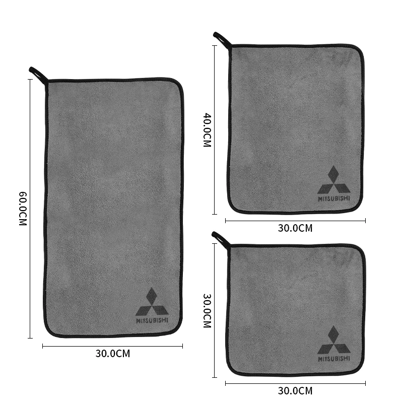 マイクロファイバーカーウォッシュタオル、厚手、ソフト、吸収性、速乾性クロス、三菱アウトランダー、ランサー9、10、パジェロ、l200、asx