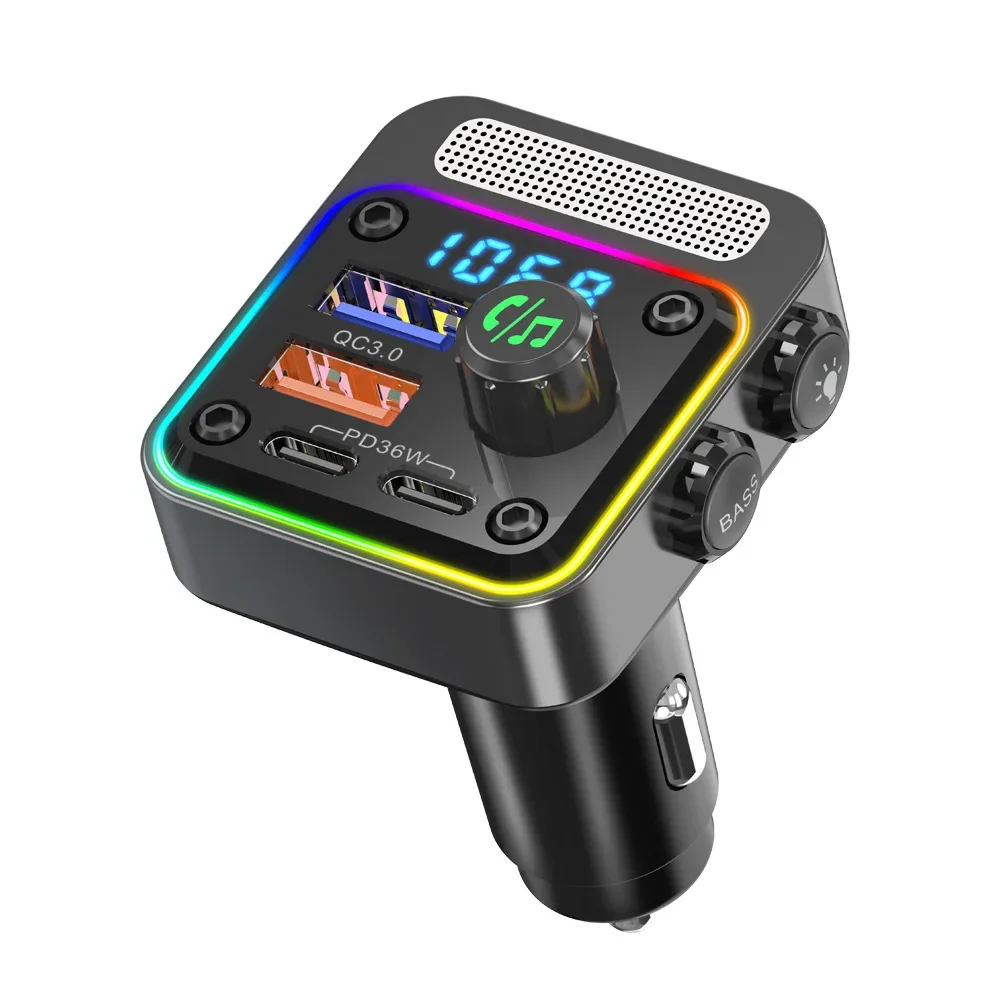 

car mp3 player U disk lossless HIFI music 36W dual PD fast charging car Bluetooth FM transmitter