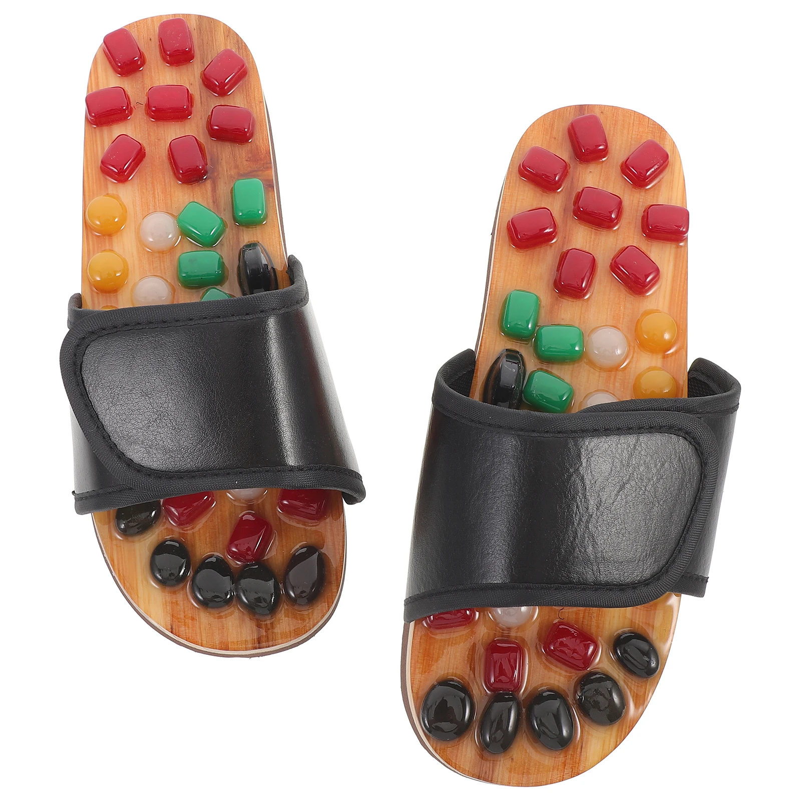 

Massage Slippers Women Black Sandals Foot Pain Relief Acupuncture Sole High Quality PU EVA Materials Promotes Blood Flow Health
