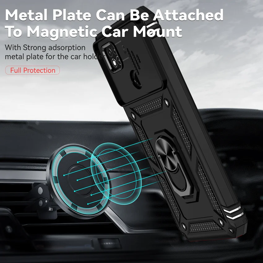 POCO X4 Pro 5G Camera Protect Case For Xiaomi Redmi Note 11 11S 10 10S 9 9S 10A 10C 9C X3 NFC Pro Armor Hybrid Ring Back Cover image 2