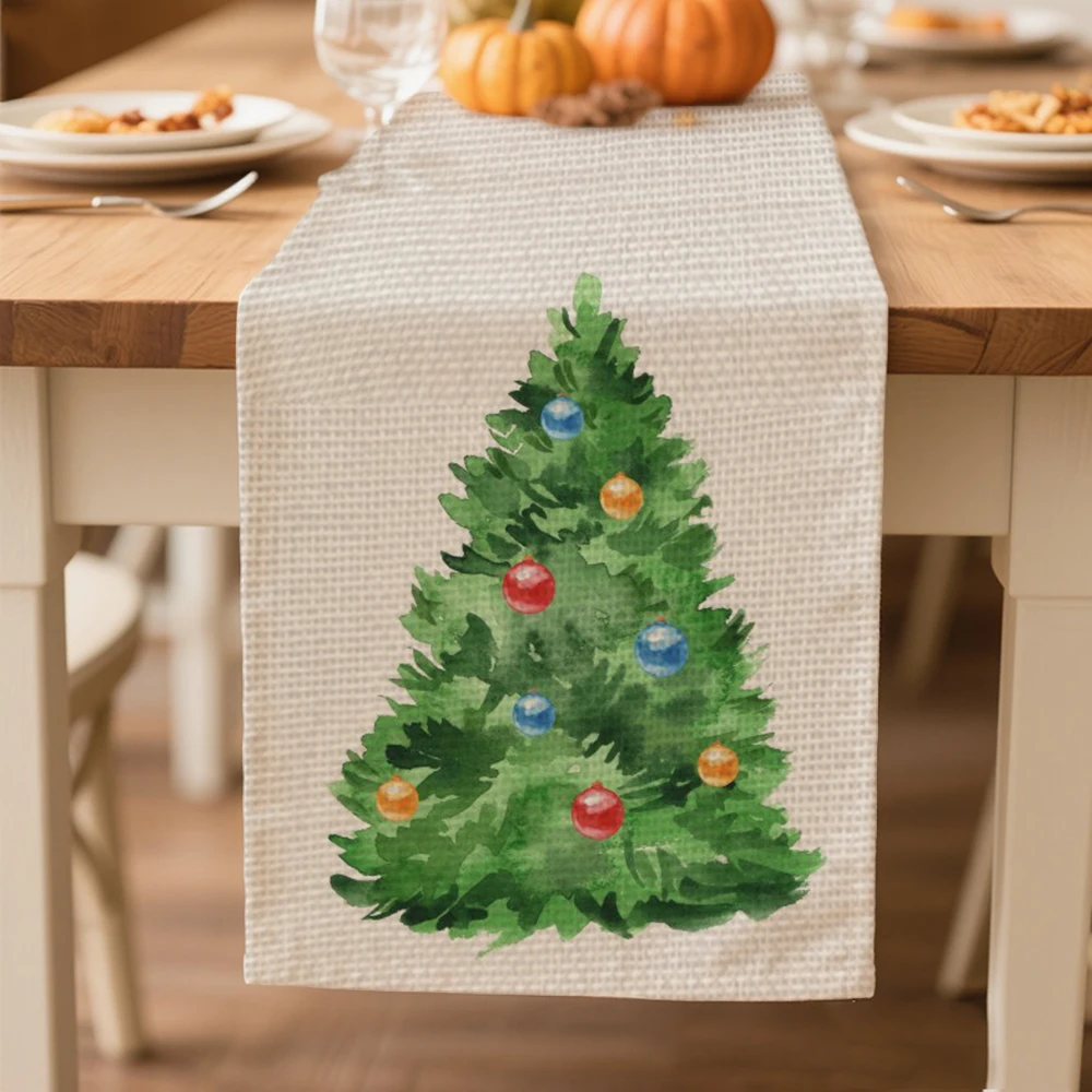 

autumn winter floral table runners Christmas tree pattern Table decoration and accessories for Christmas New Year home decor