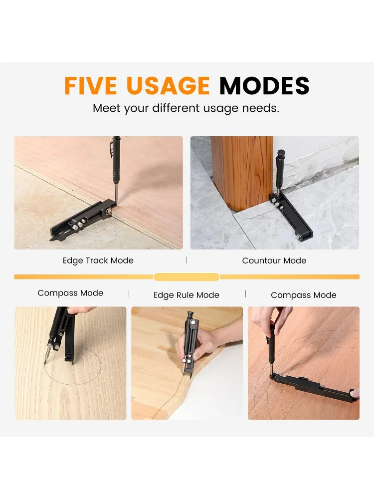 Multi-function Scribing Ruler Contour Gauge Scribe Compass Carpentry Graffiti Line Measuring Hand Tools Woodworking Construction