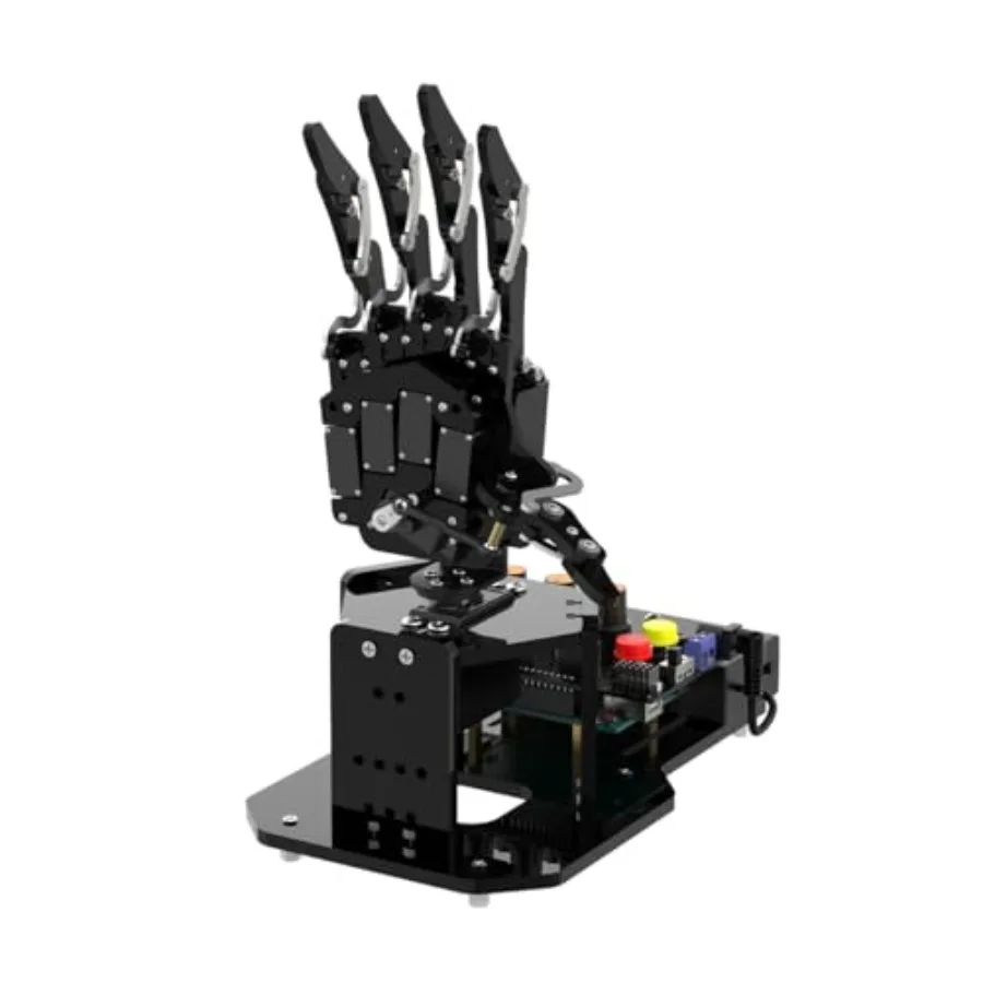 

DIY bionic robotic hand for STEM education ABS plastic black five-finger independent movement with Arduino open-source AI contr