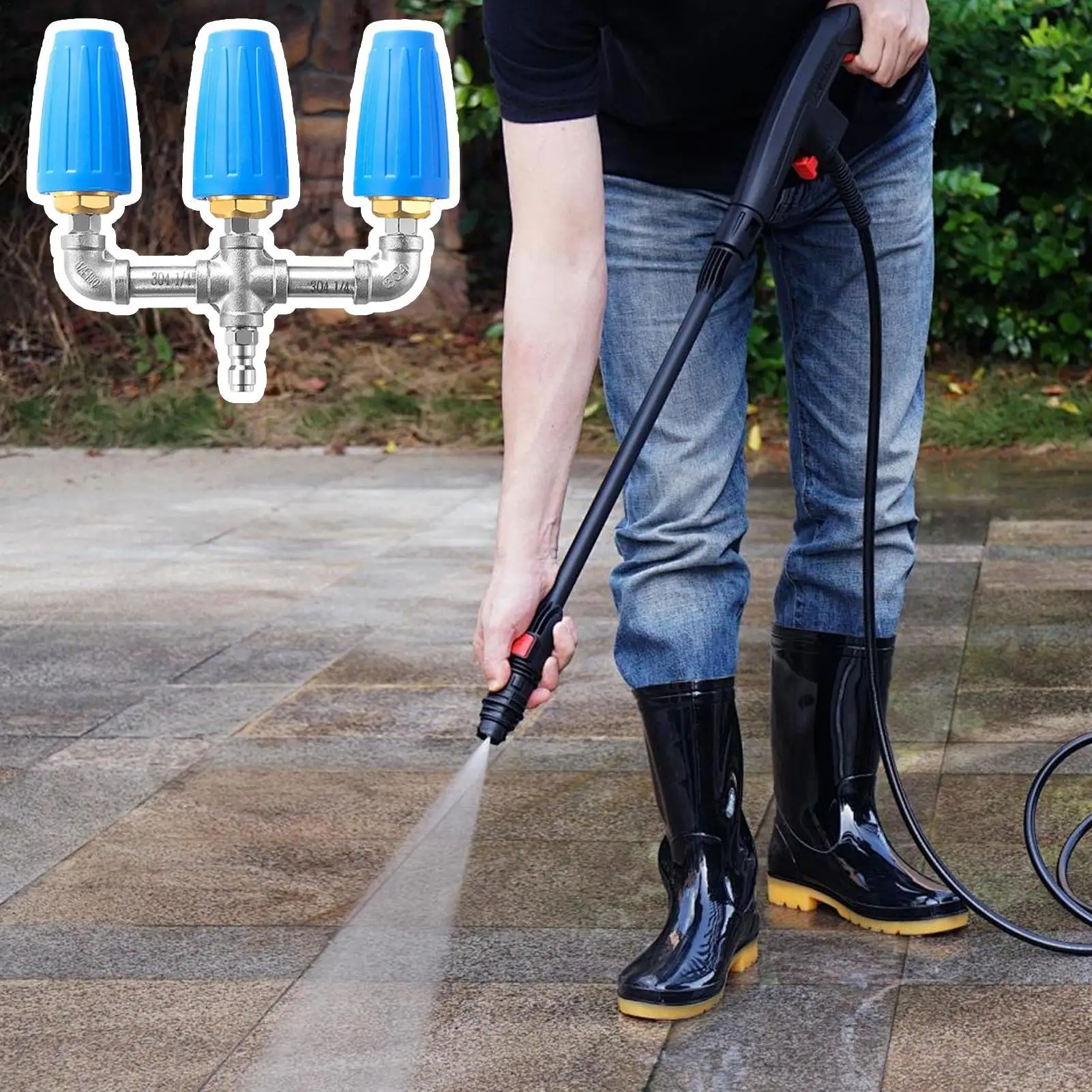 

Pressure Washer Nozzle Powerful 360-Degree Rotation Pressure Washer Nozzle Tips For Yards Porches Gardens Lawn Balconies