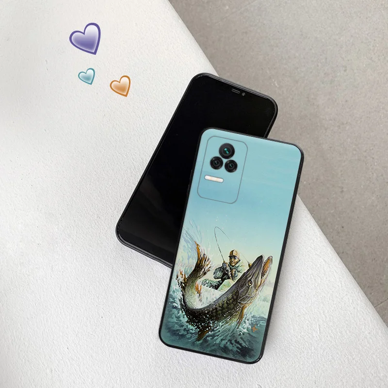 Phone Case for Redmi Note11 Pro 10S 11S 10A 10C Xiaomi 11T 10T Note 10 11 Lite River Carp Fishing Art Soft Black Anti-Drop Cover