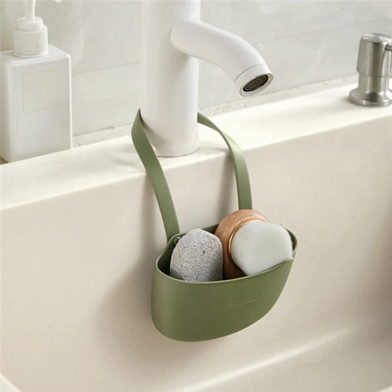 

LLCS-Kitchen Sink Sponges Soap Holder Bathroom Dish Drain Water Basket Accessories Organizer Green 1 PCS