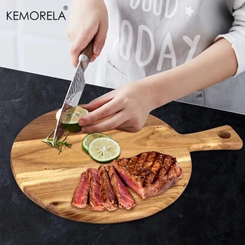 Acacia Wood Cutting Board with Handle for Chopping and Serving 3
