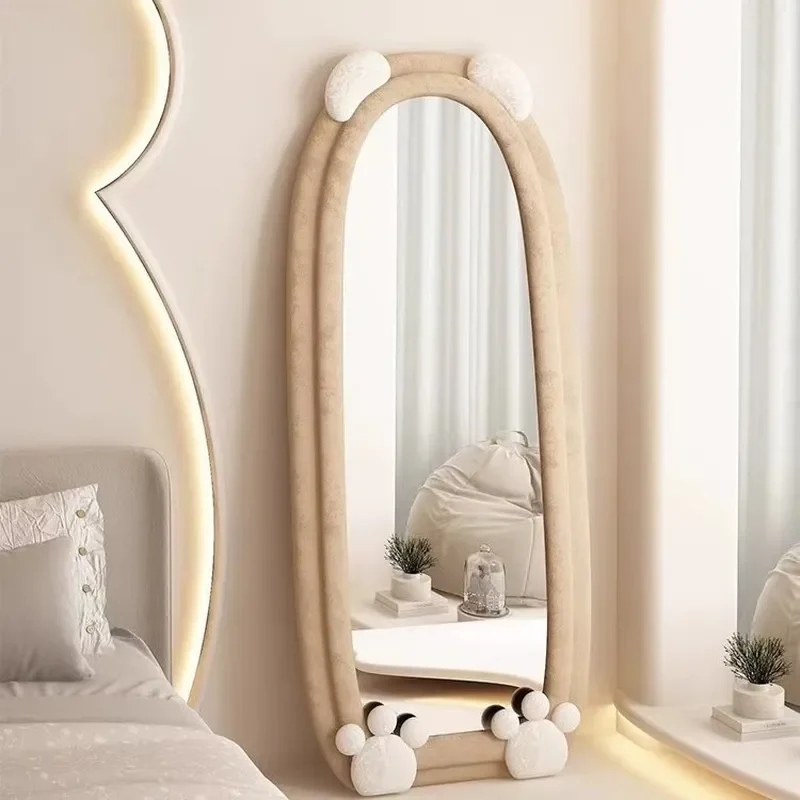  Haven Simple Floor Mirror Ins Cream Wind Bear Fitting Full Body Mirror Cross Border Special  Home Bedroom Living Room