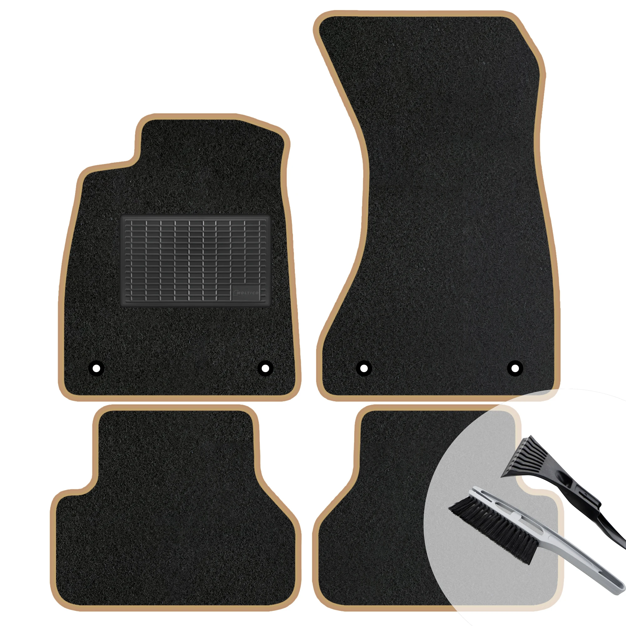 Veloursmatten set met beige rand voor Skoda Superb II 2008-2015