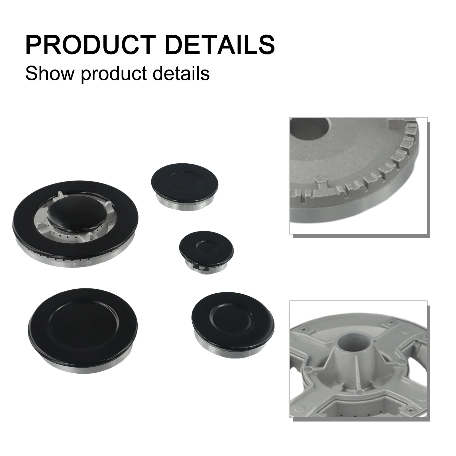 Zinc Alloy Gas Range Burner Head Set For Sabaf Stoves Metal Flame Diffuser Cover Replacement Kit