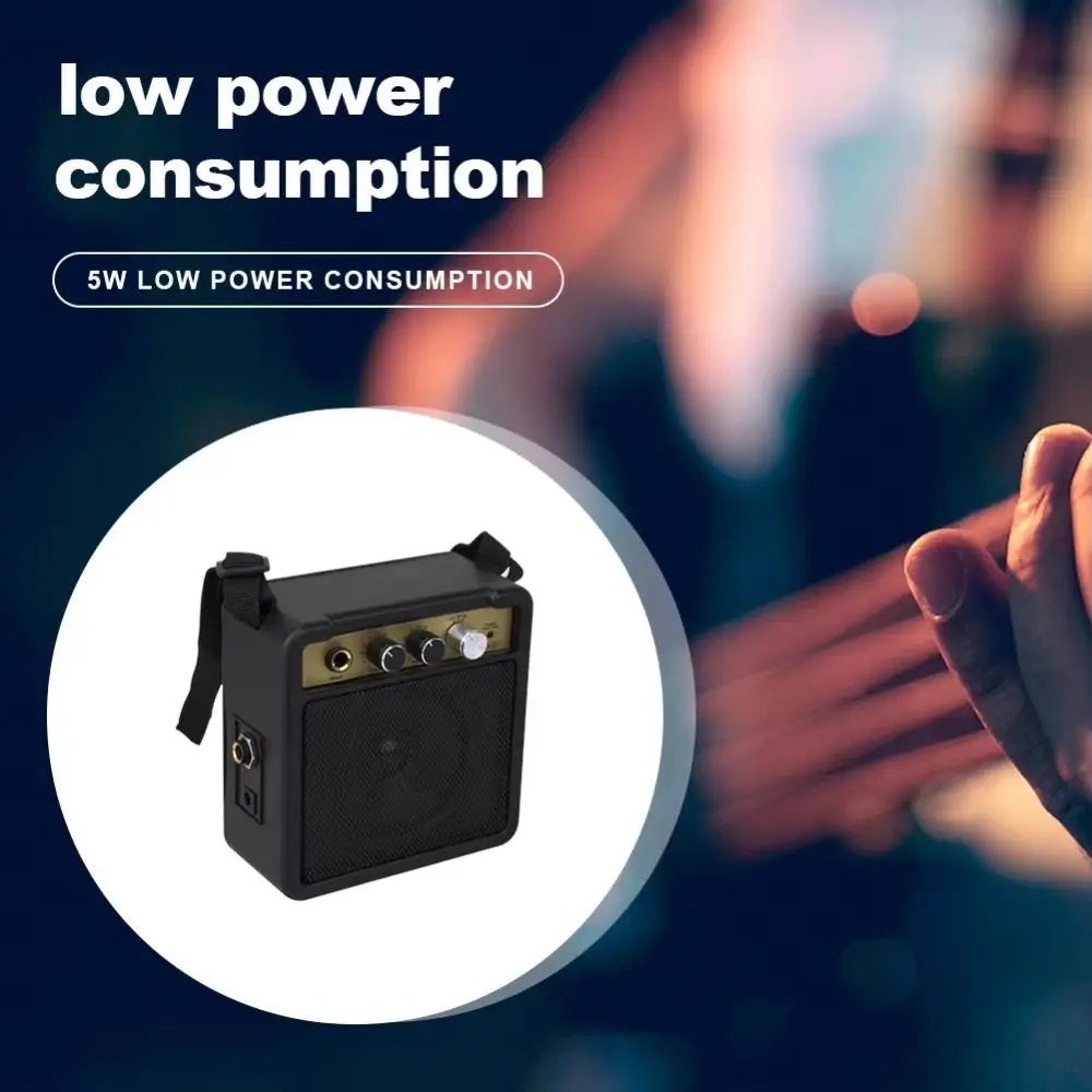 5W Guitar Amp Speaker Low-power Consumption with Back Clip Acoustic Guitar Amplifier Adjustable volume Electric Bass Speaker