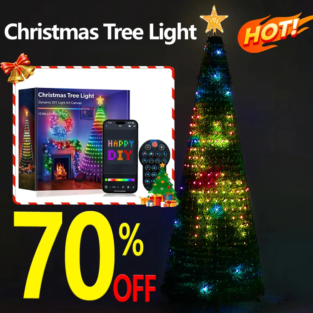 6.9FT 400 المصابيح أضواء شجرة عيد الميلاد عطلة سلسلة أضواء مع شكل نجمة ، شجرة عيد الميلاد LED الذكية للديكور الداخلي والخارجي
