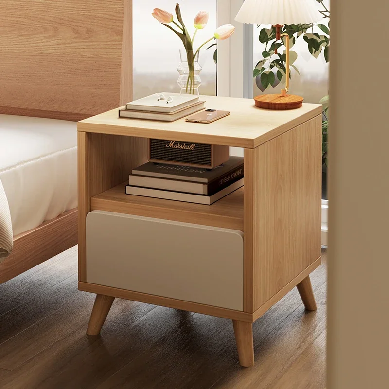 Wood Storage Nightstands Drawers Nordic Design Aesthetic Round Bedside Table Low Simple Table De Chevet Furniture Living Room