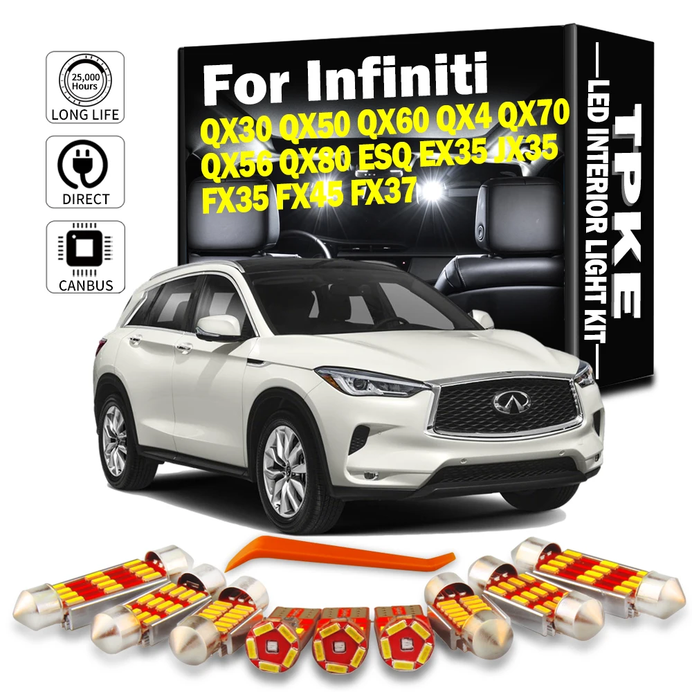 TPKE Canbus внутренние лампы для Infiniti QX30 QX50 QX60 QX4 QX70 QX56 QX80 ESQ EX35 JX35 FX35 FX45 FX37