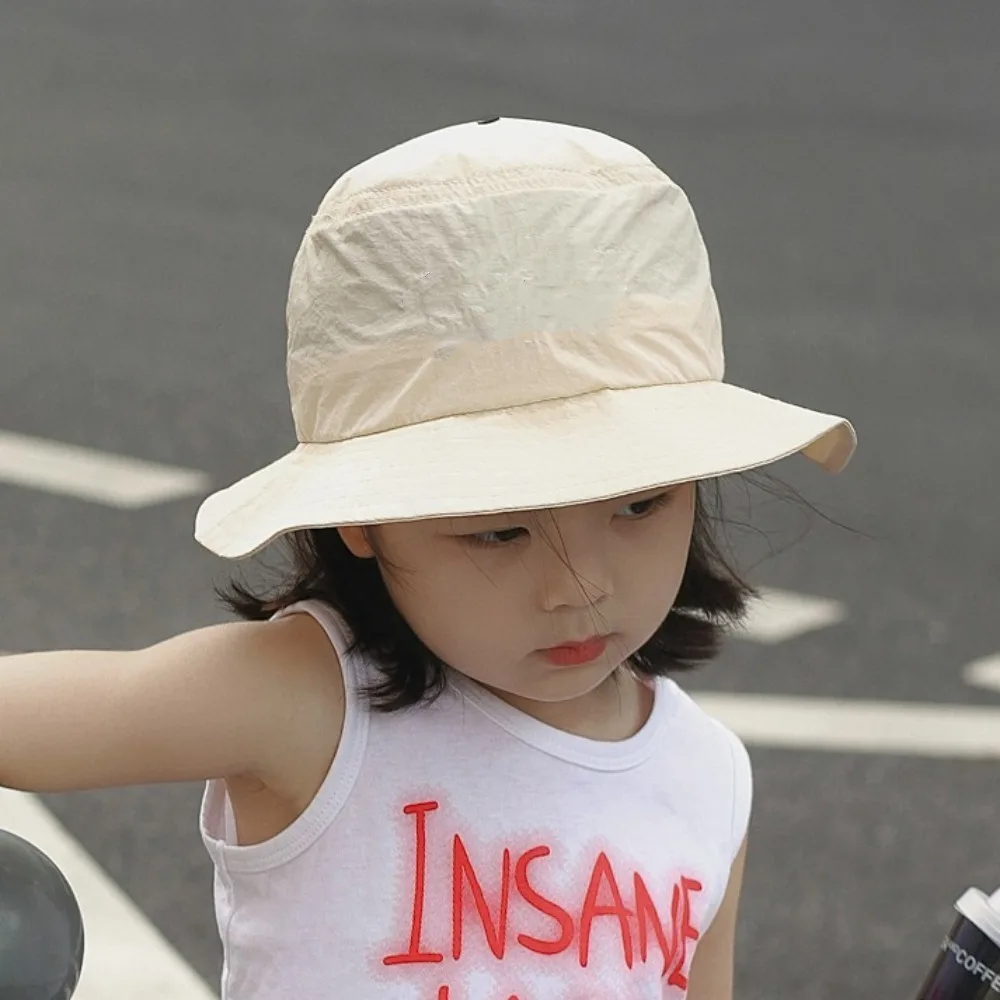 

Cute Korean Style Baby Sun Protection Cap Candy Color Quick Dry Kids Bucket Hat Foladble Sunscreen Children Fishman Hat Summer