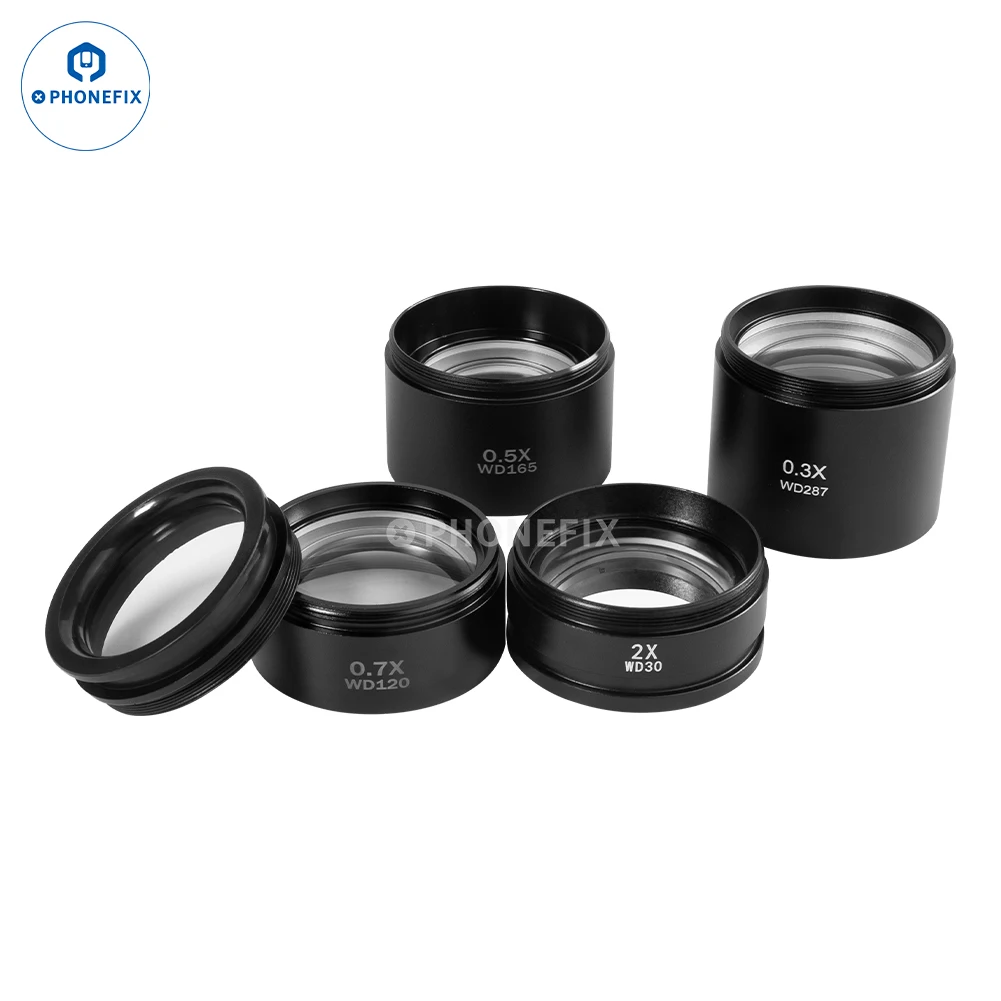 WD165 0.5X 0.7X 1.0X 2.0X Auxiliary Objective Lens Original Microscope Barlow Lens For Trinocular Stereo Zoom Microscope Camera