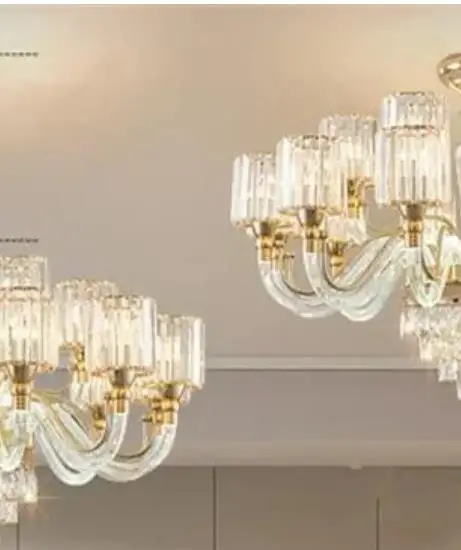 

Luxury European Light Living Room Crystal Chandelier LED Lamp Arm Luminous Chandelier Suction Hanging Dual-use Bedroom Lamp