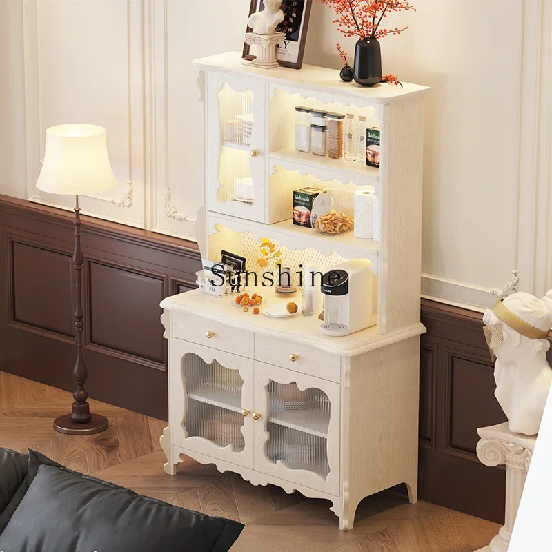 French cream retro corridor living room decorative cabinet American storage solid wood high edge storage cabinet