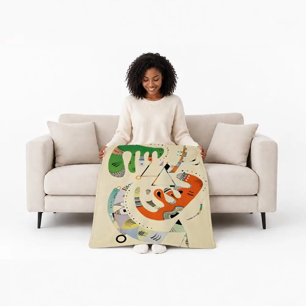 Abstract Artist Wassily Kandinsky Throw Custom Printed Flannel Fleece Blanket for Sofa Bed Office Travel & Camping