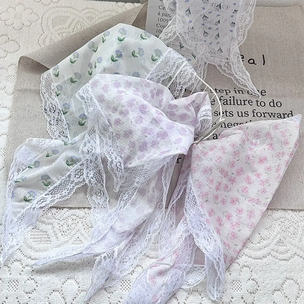 Headband Hair Scarf Bohemia Bandana Soft Wrap Pastoral Style Triangle Hair Band Strap Flower Pattern Adjustable image 3