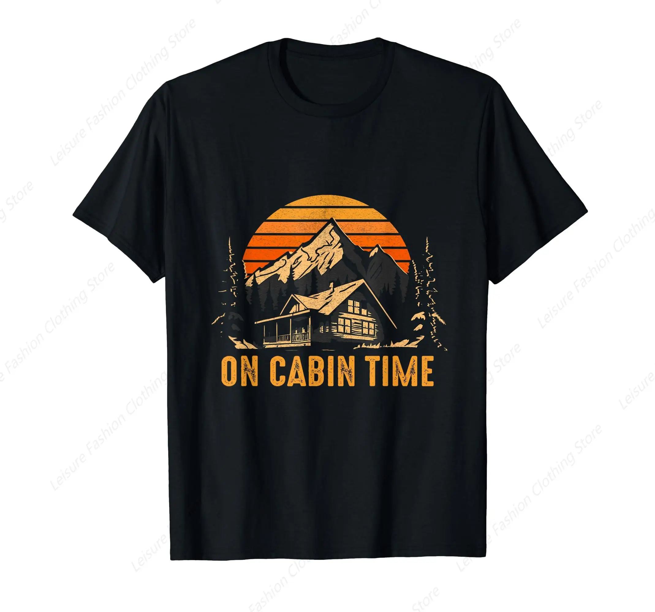 Retro On Cabin Time Outdoor T-Shirt Summer Men Women's Cotton Tee Unisex Clothing