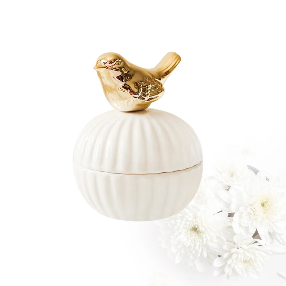 1Pcs Jewelry Box Gold Ceramic Small Compact Jewelry Holder Organizer Portable Storage Box for Earrings and Rings