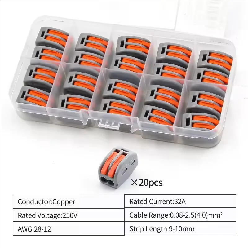 20-62 Pcs Quick Plug-in Terminals Wire Connector 2 3 4 5 8 Pin Electric Cable Led Strip Connectors Mini Cage Spring Universal