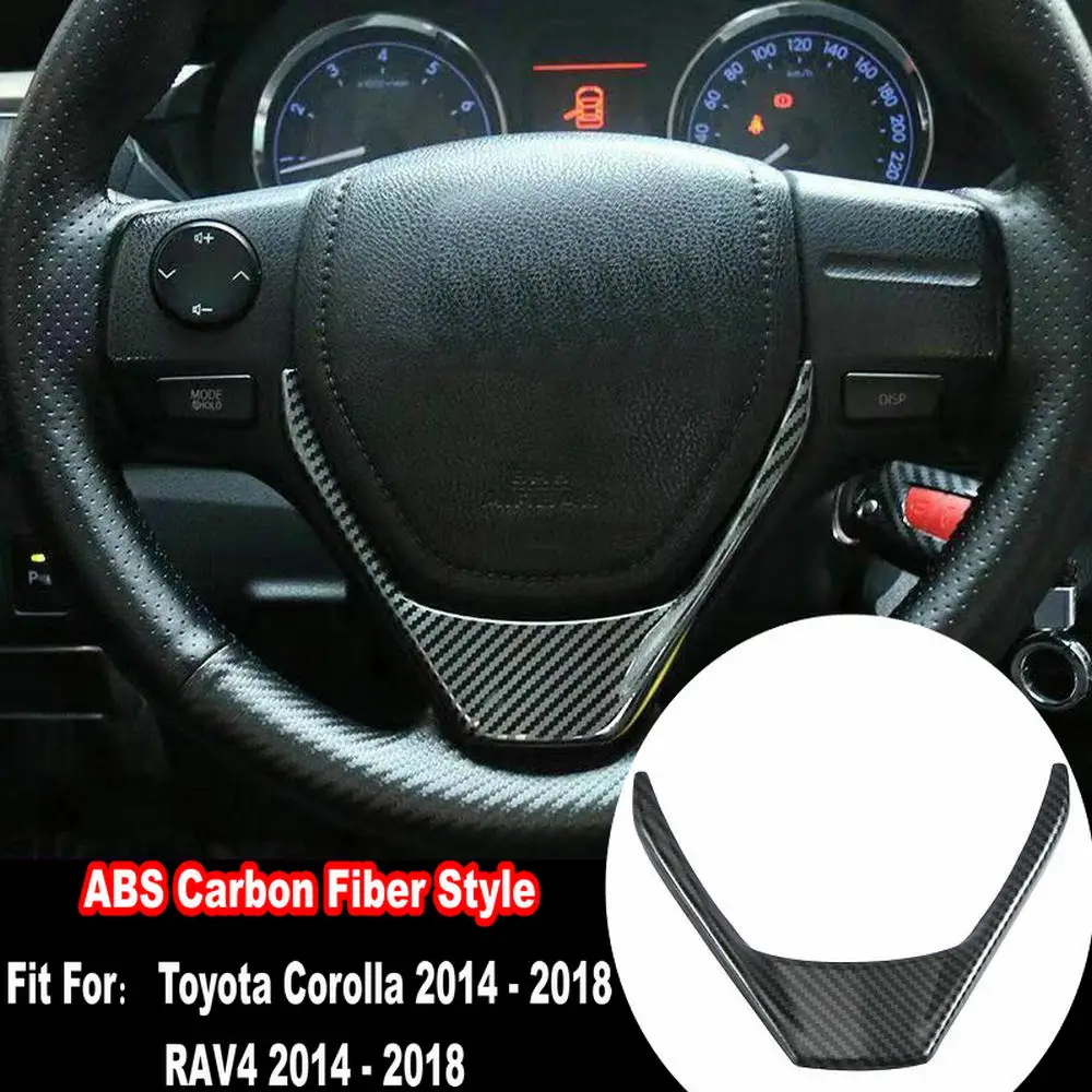 For Toyota Corolla 2014 - 2018 / RAV4 2014 2015 2016 2017 2018 ABS Carbon Fiber Style Car Steering Wheel Panel Cover Trim Frame