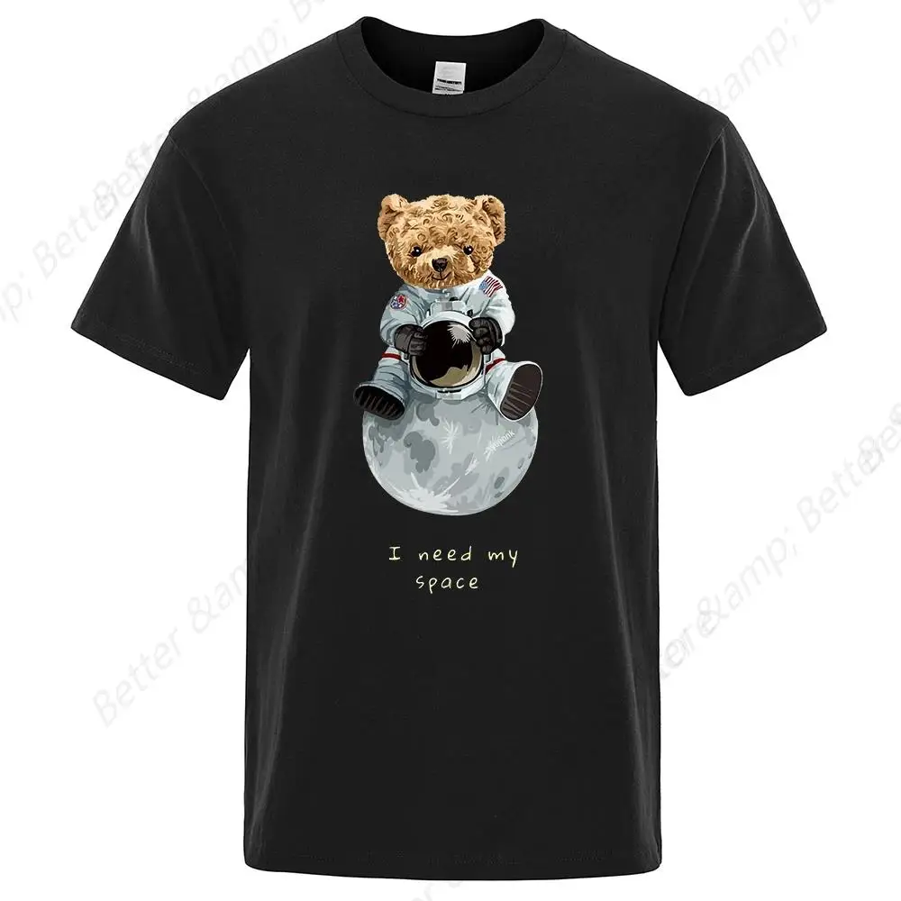 Teddy Bear Imitates American Astronaut Men Women T-Shirts Loose T-Shirts Cotton Comfortable T-Shirt Oversized Tops