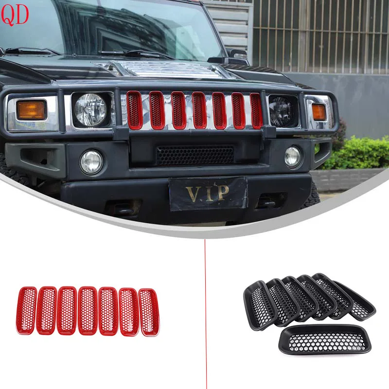 

Для Hummer H2 2003-2009 ABS черный красный Стайлинг автомобиля передняя центральная решетка защита от насекомых сетка аксессуары для внешней защиты автомобиля