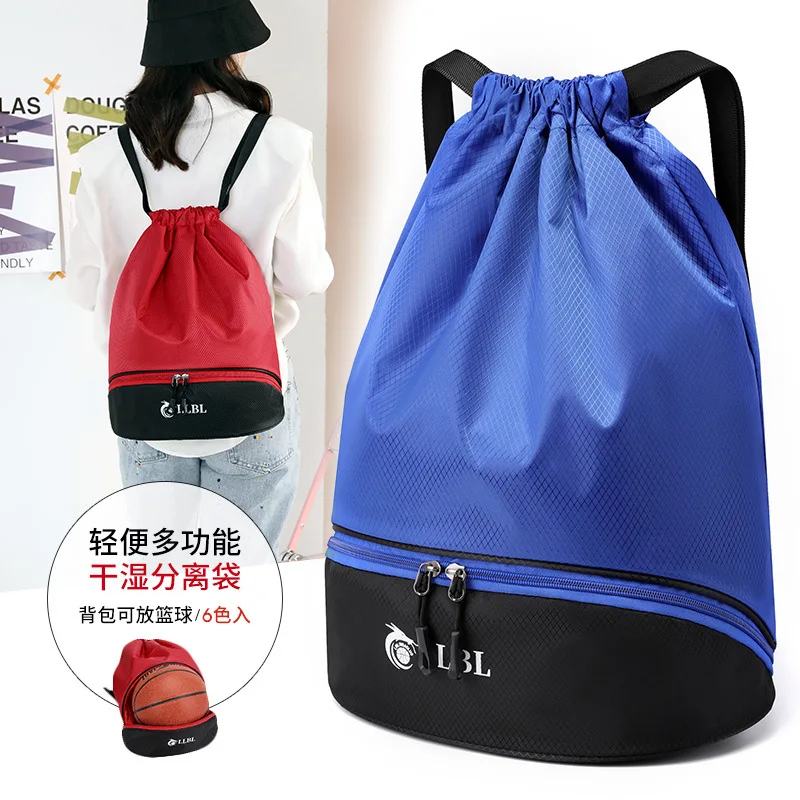 Mochila deportiva con cordón para hombre, bolsa de gimnasio plegable impermeable para playa, natación, ciclismo, fútbol, baloncesto, bolsa de Fitness