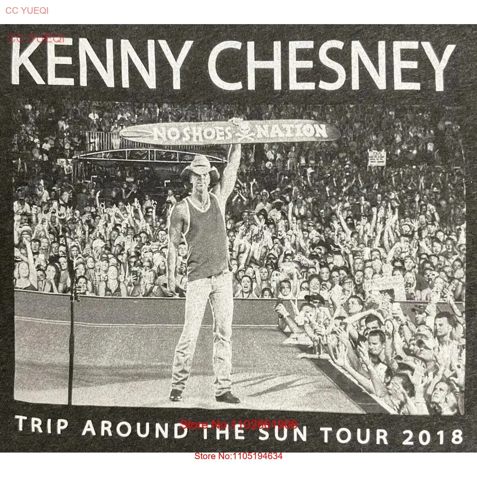 Kenny Chesney 2018 Trip Around The Sun Tour Mens Medium Gray T Shirt 3129 vintage Washed fashion Stretched Versatile streetwear