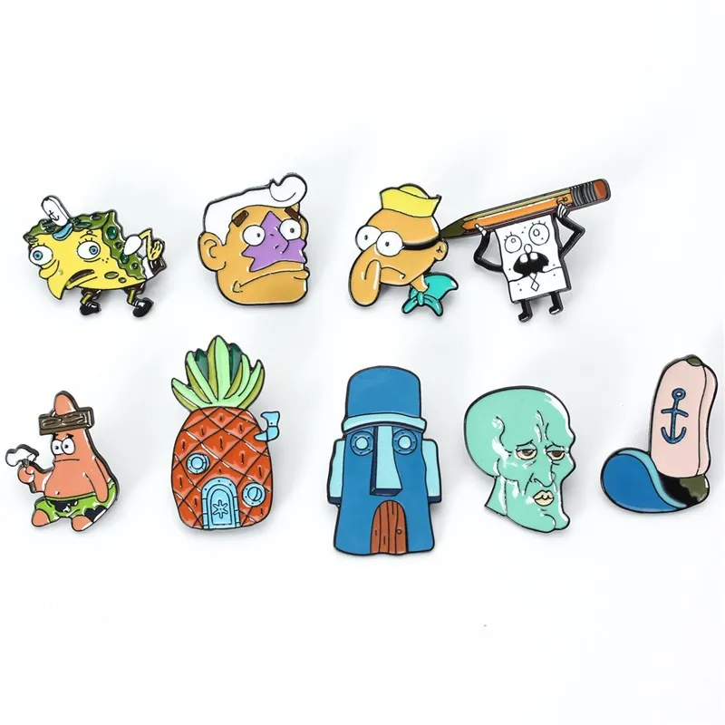 SpongeBob SquarePants Brooch Patrick Star Personality Fashion Trend Brooch Badge Enamel Pin Badge Cartoon Jewellery Gift Kids