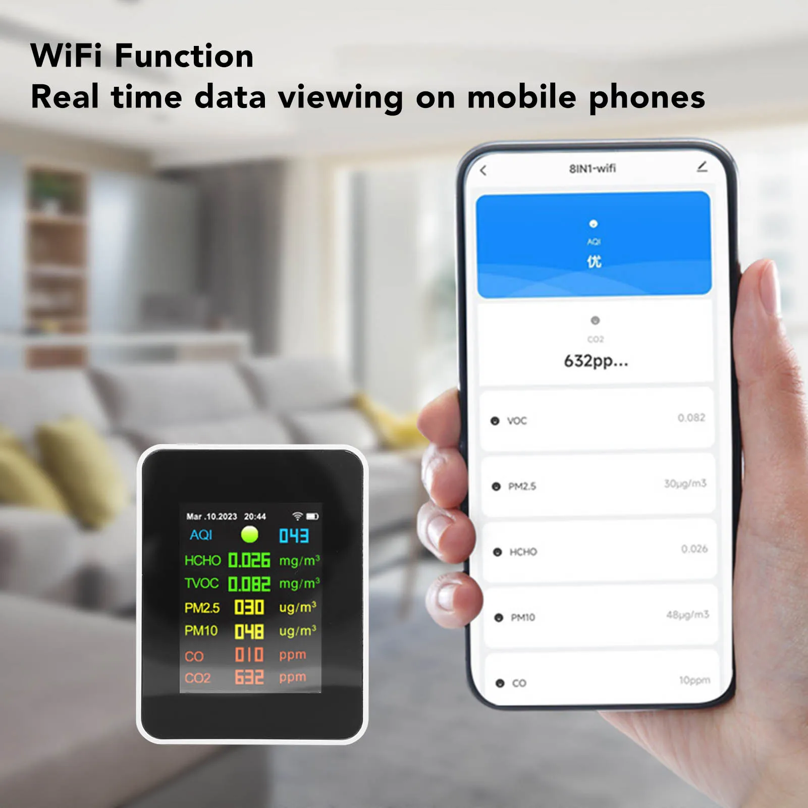 

Монитор качества воздуха с Wi-Fi, детектор воздуха, цветной ЖК-дисплей, многофункциональный измеритель для помещений, прибор для контроля качества воздуха