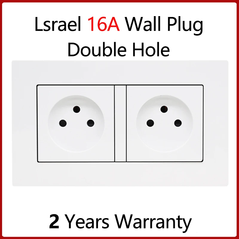 

Israel Type 146 three-cylindrical hole concealed power supply16A 250V wall socket PC flame-retardant panel two hole