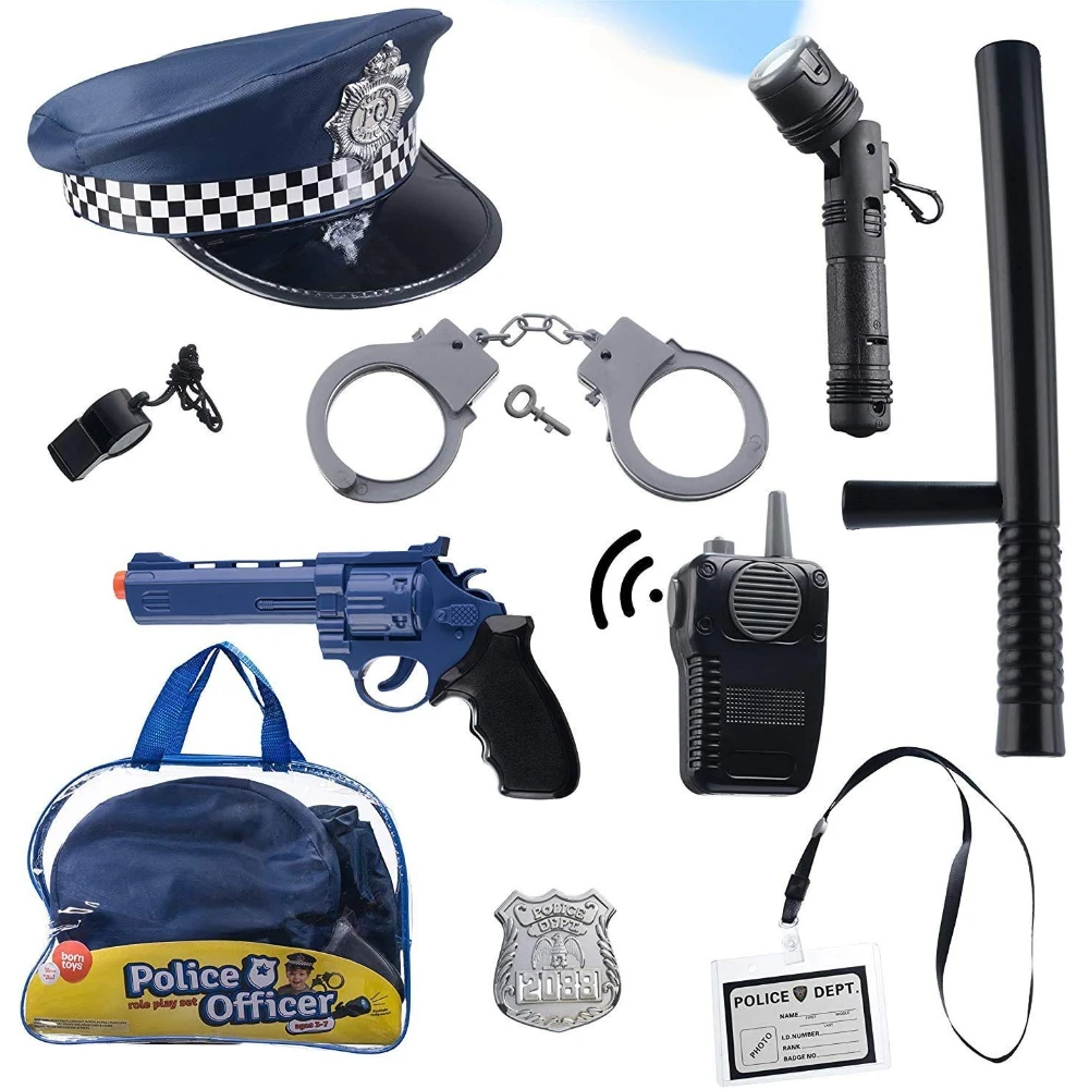 WizKidz Police Toys Set with Police Baton Handcuffs Toy Gun Police Hat for Kids Role Play Dress Up Pretend Play Accessories Gift