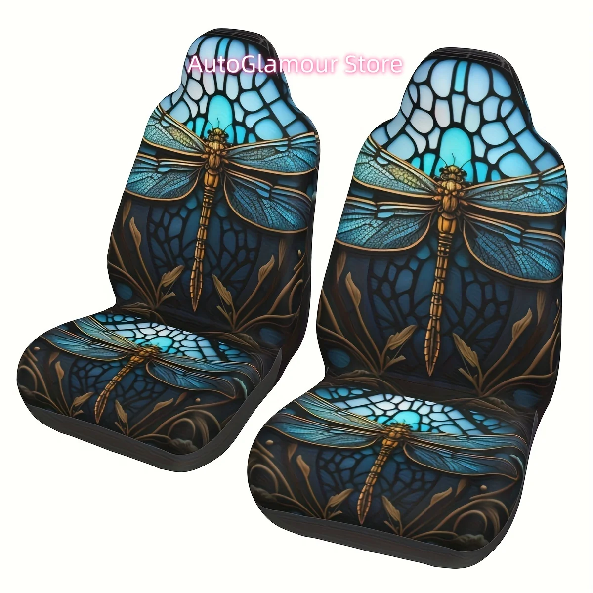 Dragonfly Car Seat Cover - Universal Car Front Seat Protector Set, Car Interior Additions for Men And Women, Elastic Automotive