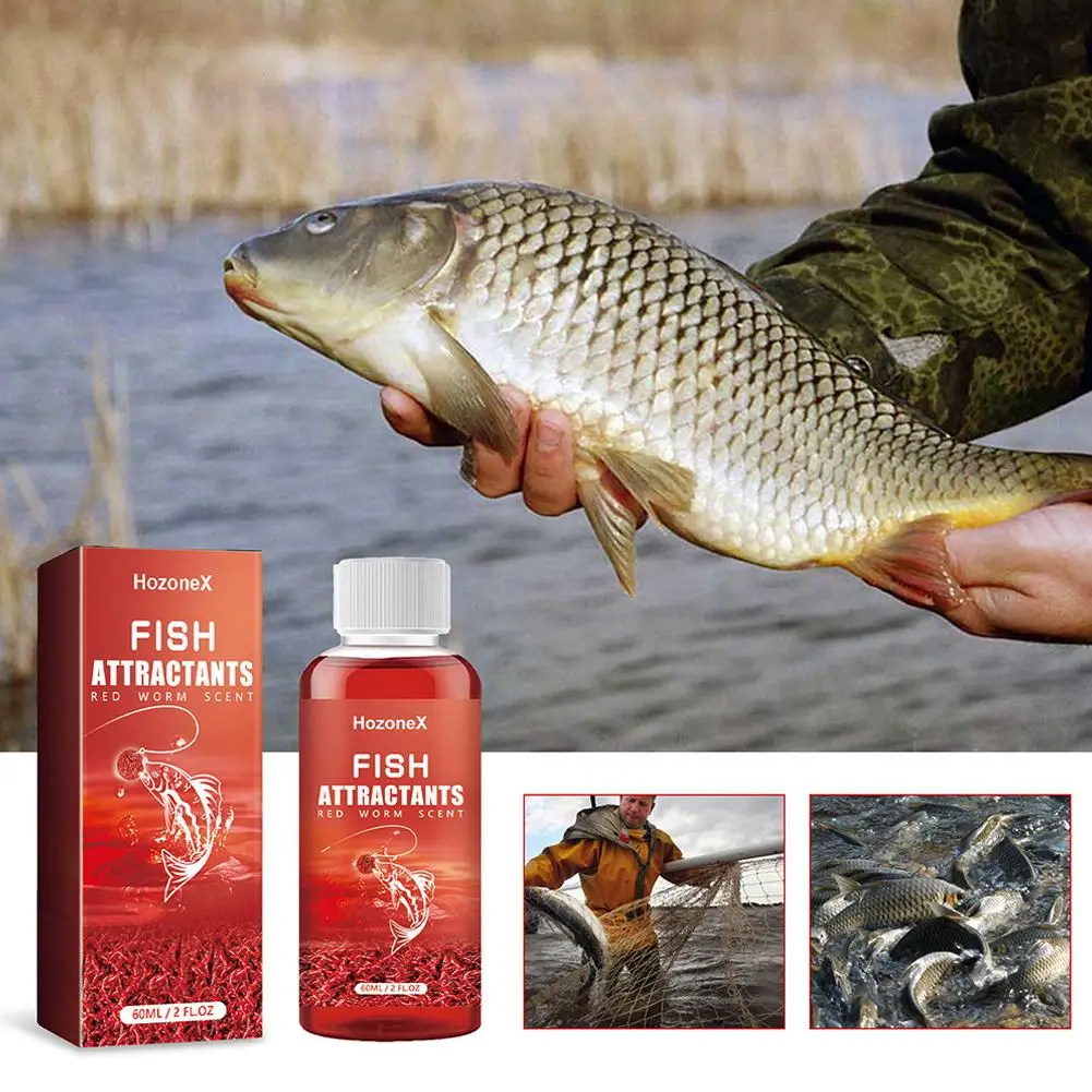 

60ml Strong Liquid Fish Attractant Natural Red Worm Scent Fish Bait Perch for Trout Cod Carp Bass Accessories O7M0