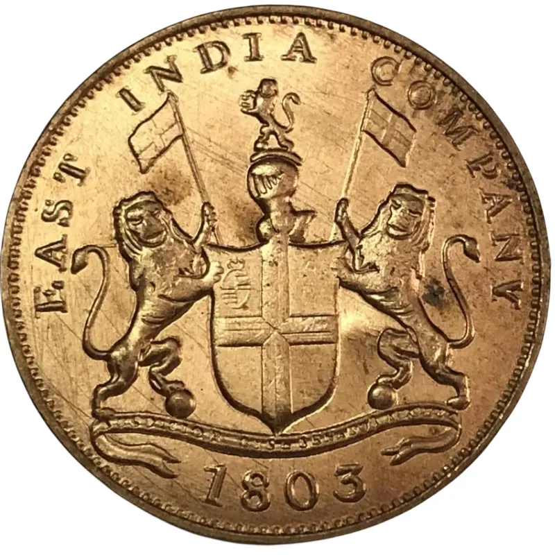 

1803 India - British 20 Cash copy Bronze coin 30.6mm