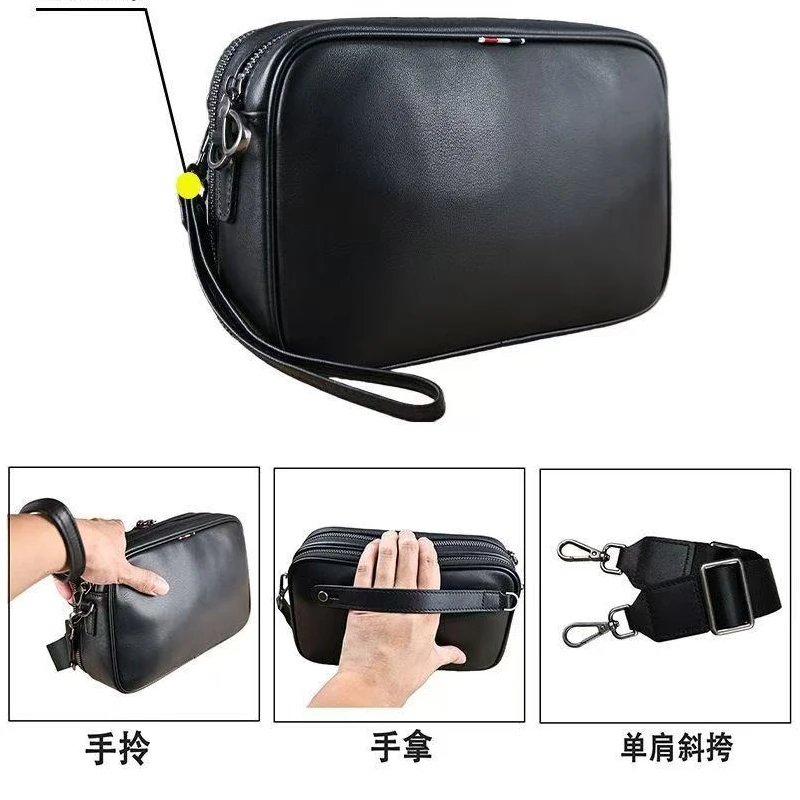 Genuine High Quality Men Luxury Leather Clutch Bag Vintage Large Capacity Long Wallet Credit Card Holder Simple Phone Bag 가방