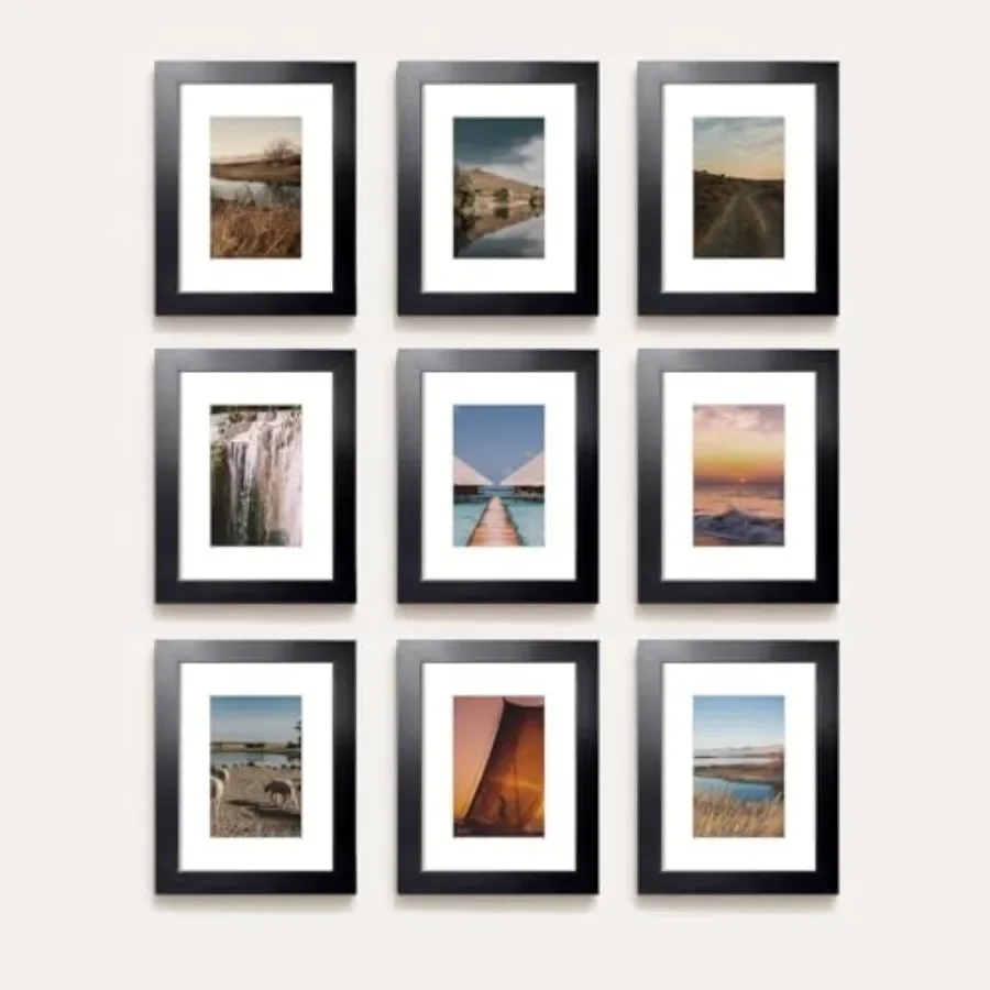 8x10 Picture Frame, 8 x 10 Frame Display Pictures 5x7 with Mat or 8x10 Without Mat, Stable and Sturdy Frame and Polished Plexig
