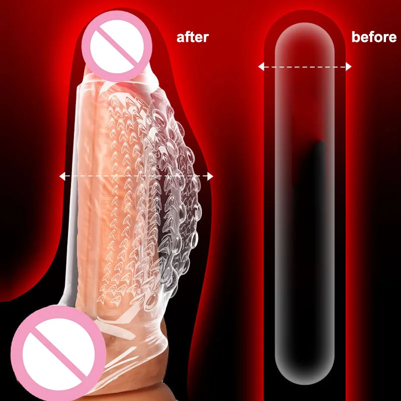20pc/lot Wholesale Penis Enlargement Sex Toy  Sex Toi for Man Crystal Penis Sleeve Soft Cover Delayed Reusable Condom Cock Ring