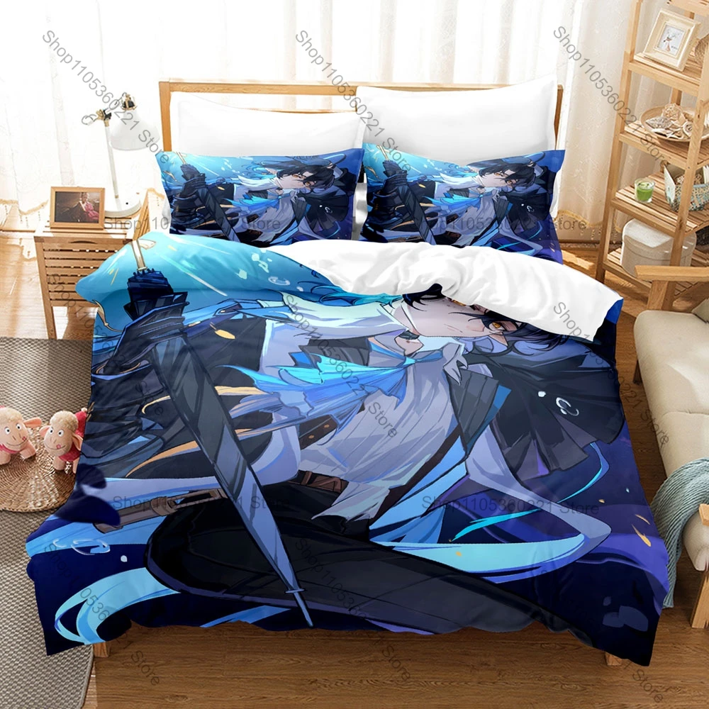 Cool Arknights Anime Game Duvet Cover + 2 Pillowcases 3D Operator Print Polyester Bedding Teen Gaming Bedroom Decor