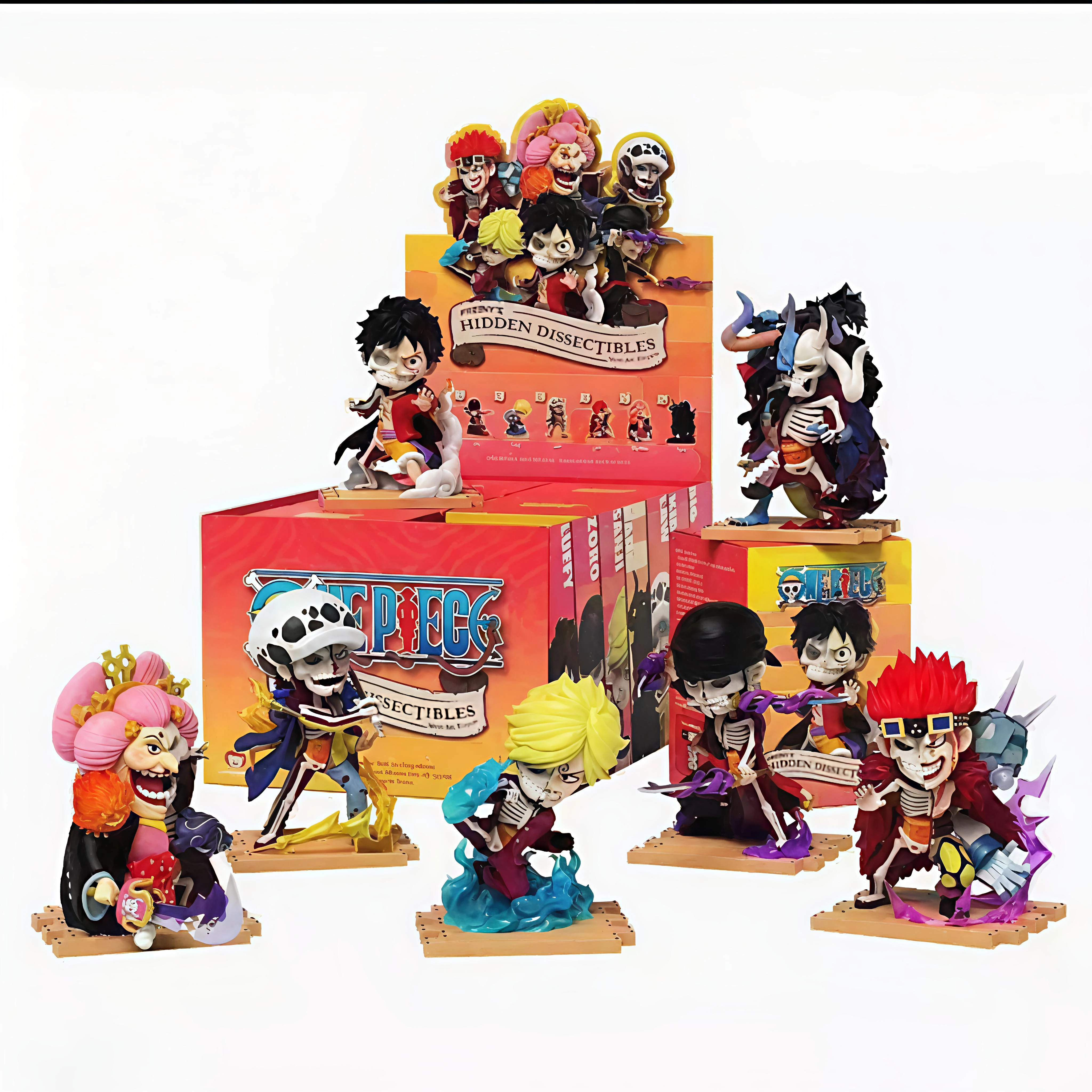 

Genuine One Piece X Jason Freeny Wakuni Ghost Island Battle Series Anime Figure Model Toy Luffy Zoro Sanji Figurine Boy'S Gift