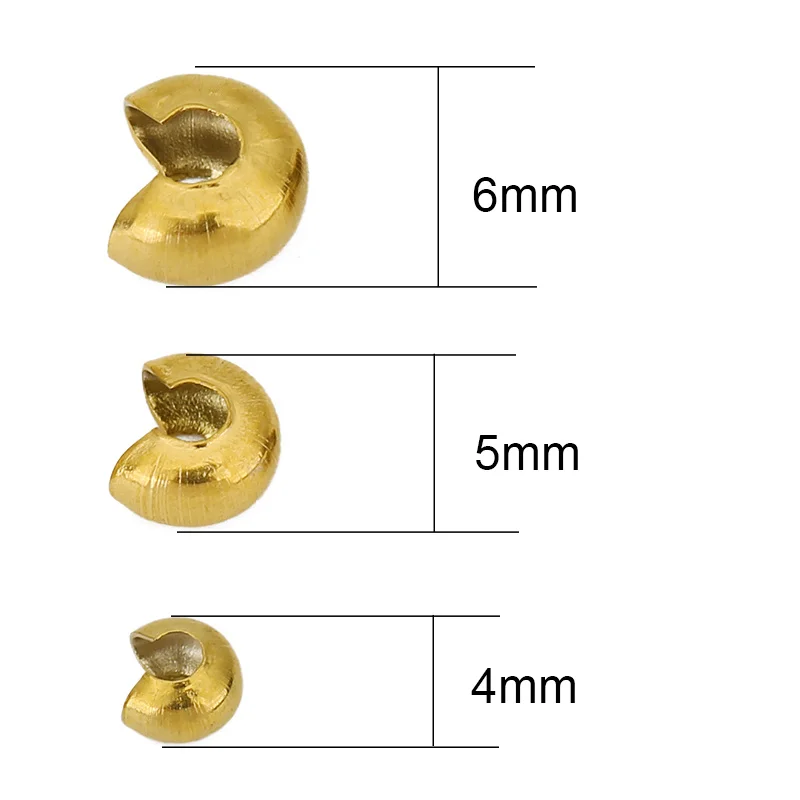 20pcs Never Fade 4 5 6 mm Stainless Steel Crimp Stopper Beads Cover PVD Loose Big Hole Spacer End Beads For Diy Jewelry Making