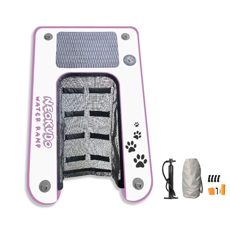 Pet Products OEM Dog on Water Ladder Platform Boats Docks Swimming Pool Inflatable Pup Plank Dog Floating Inflatable Water Ramp