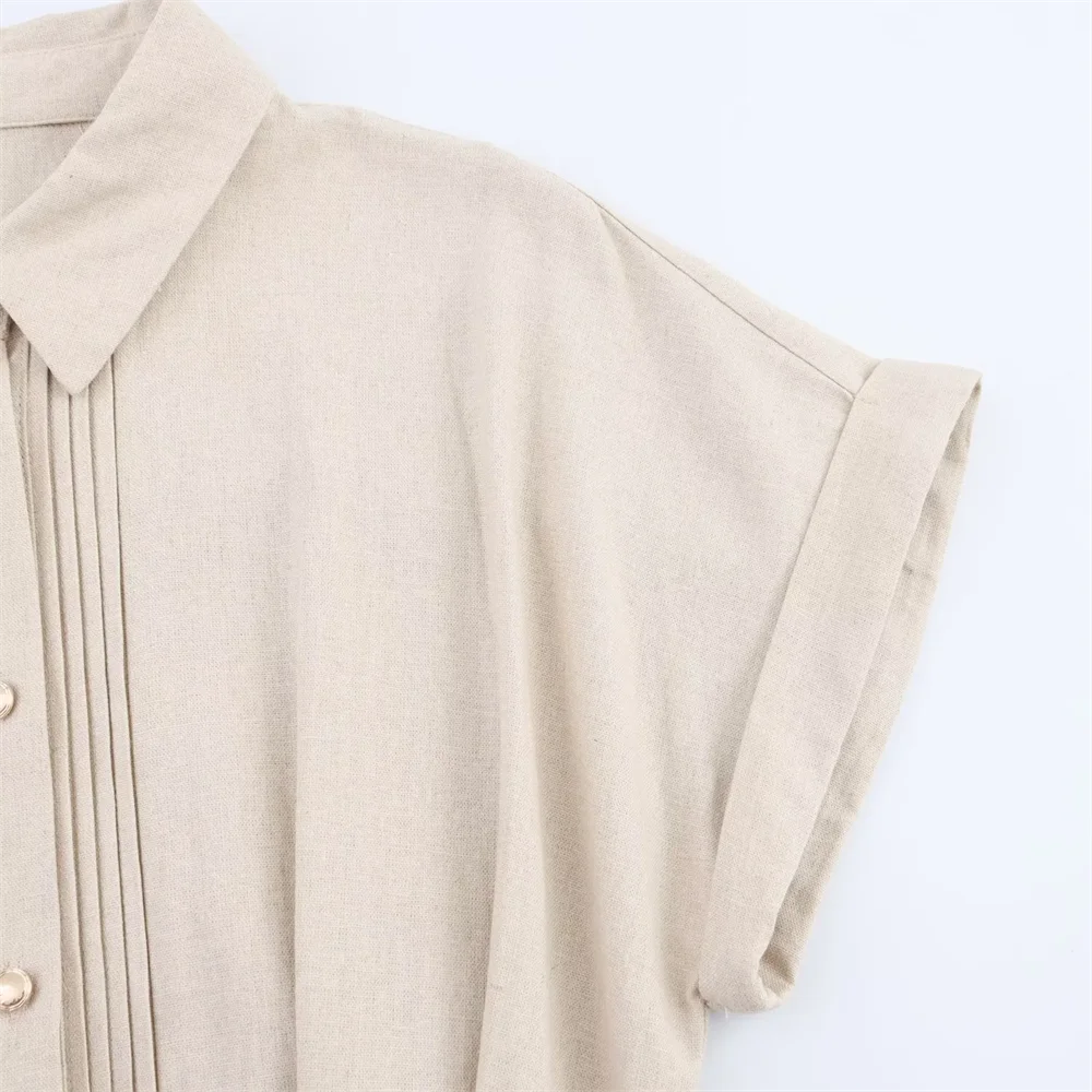 BM&MD&ZA2025mit Gürtelrevers, lässig, vielseitig, kurzärmeliges Kleid im Hemdstil, langer Rock, Sommer-Damenbekleidung